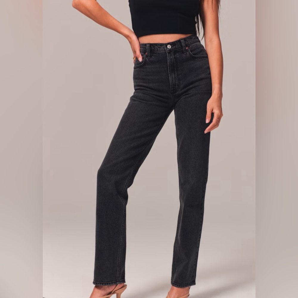 Abercrombie Fitch 90s Straight Ultra High Rise Denim Jean curve love